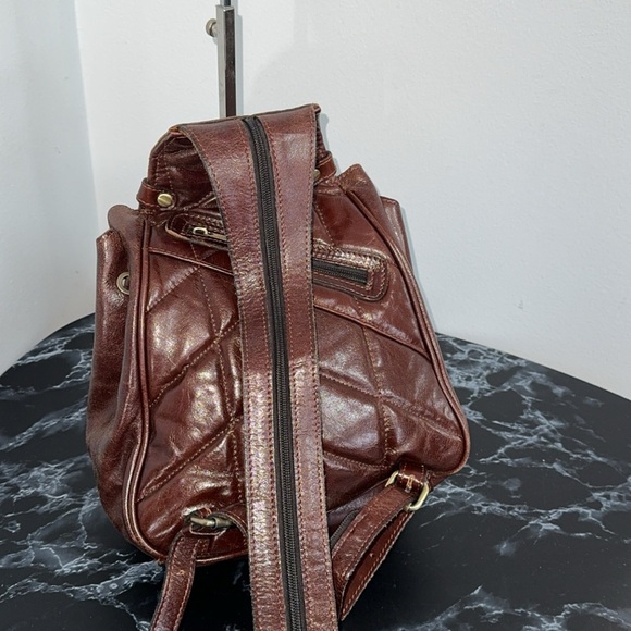 Patricia Nash - Quilted Oil Waxed Leather Itala Saddle Sling Bag - Brown - Picture 5 of 12